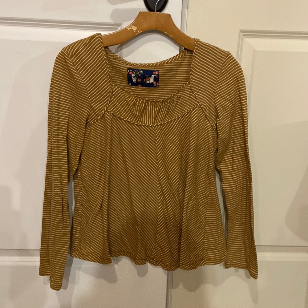 Anthropologie square neck mustang and cream swing top